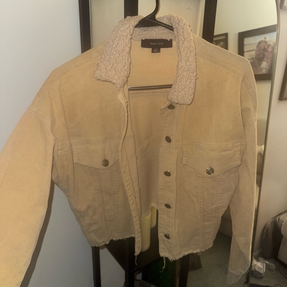 Tan Corduroy Jacket with Sherpa Collar